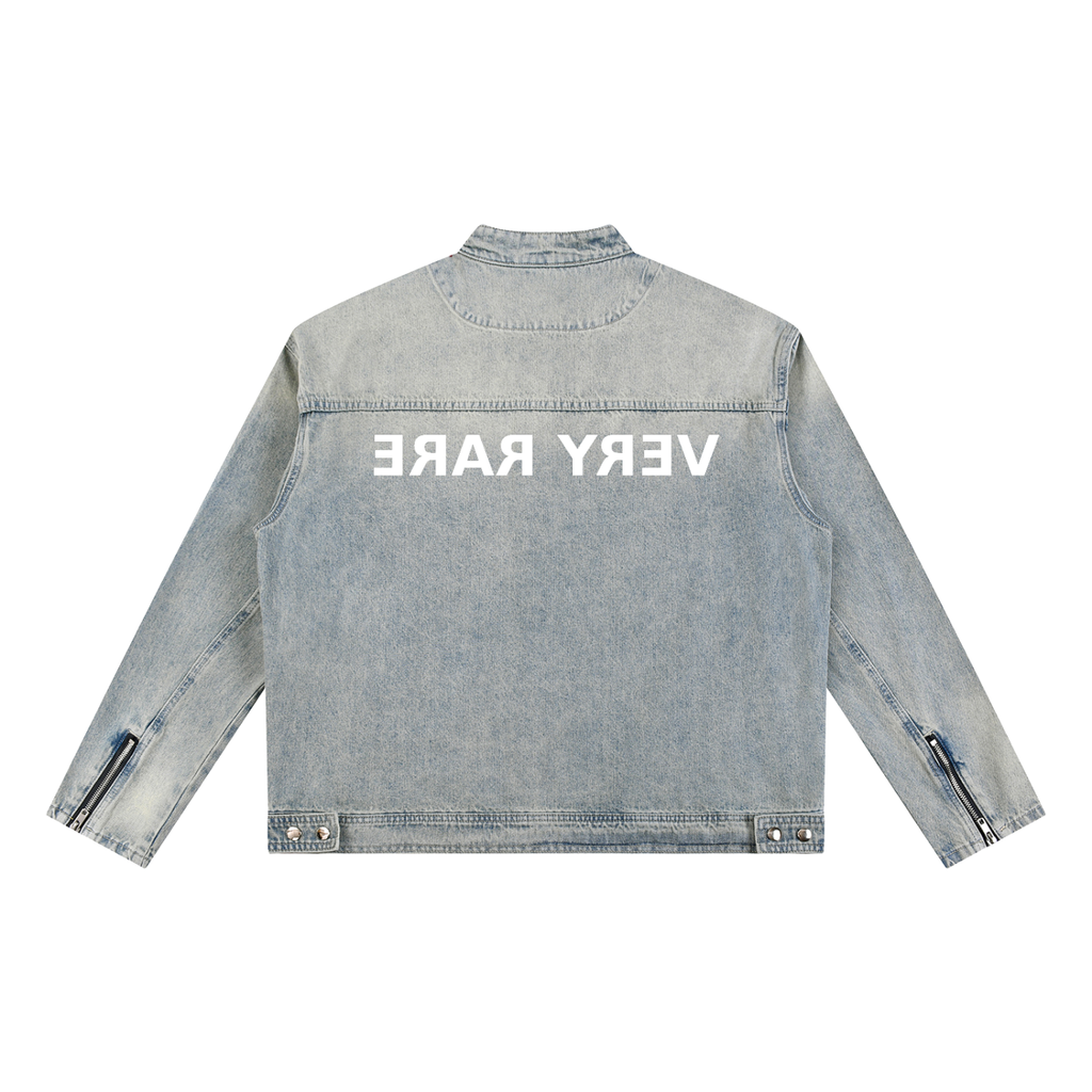 Vintage Wash Zip-Up Denim Jacket