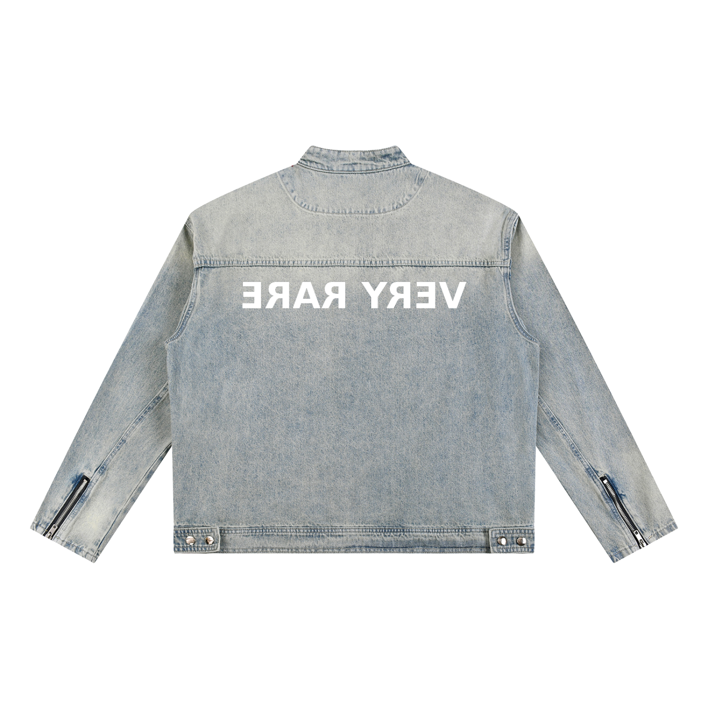 Vintage Wash Zip-Up Denim Jacket
