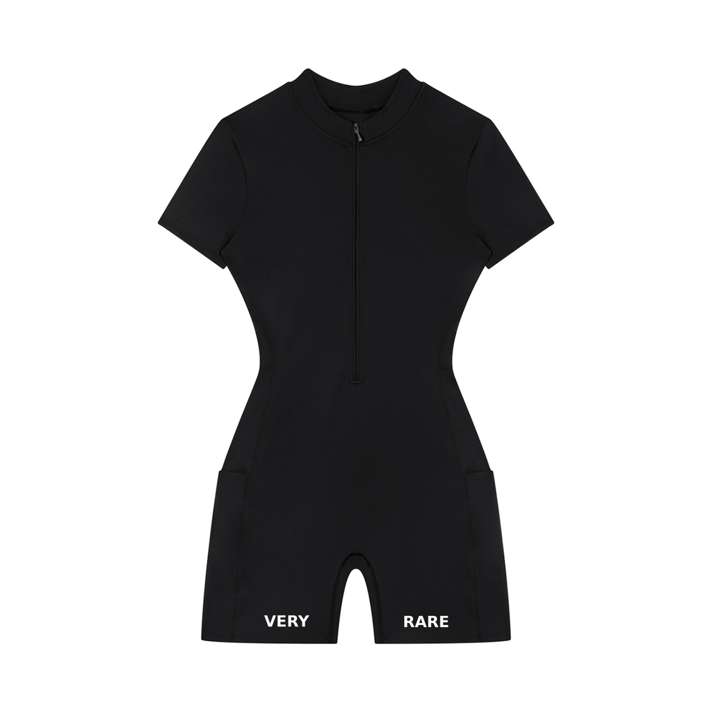 Women's Essential Quarter-Zip Short Sleeve Romper