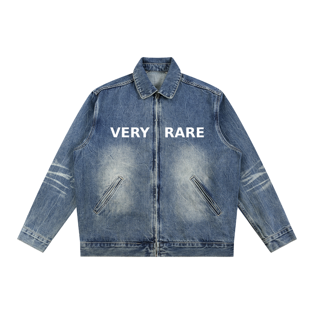Collared Zip-Up Denim Jacket
