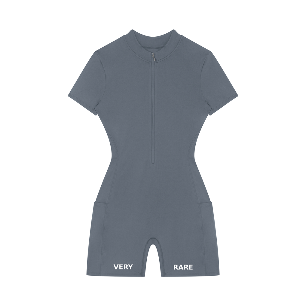Women's Essential Quarter-Zip Short Sleeve Romper