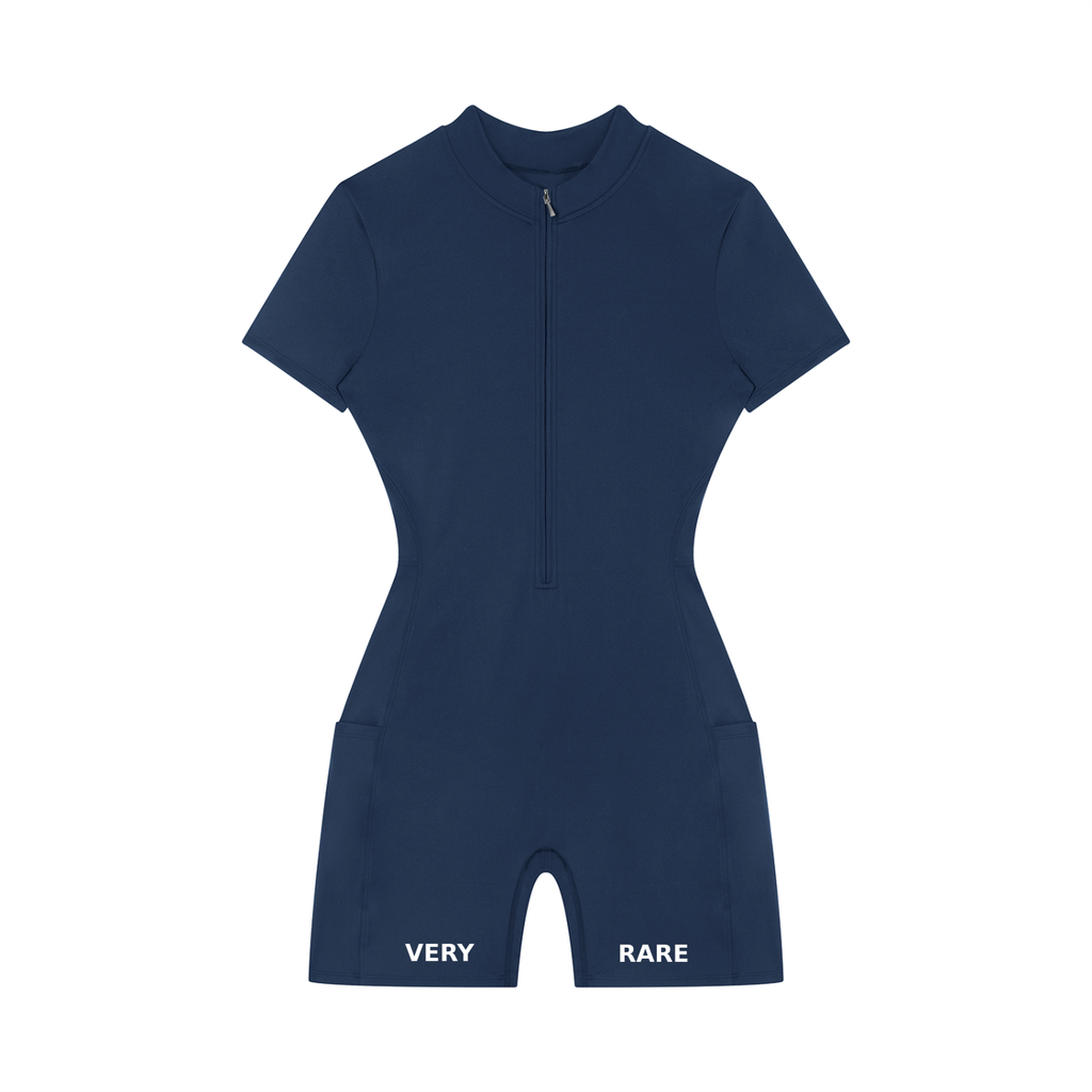 Women's Essential Quarter-Zip Short Sleeve Romper